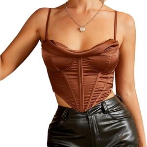 Brown Satin Corset Top